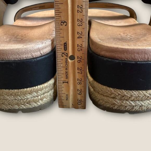 UGG Leather Ankle Strap Platform Espadrille Sandals Women Size 9.5 April Black - Picture 12 of 12